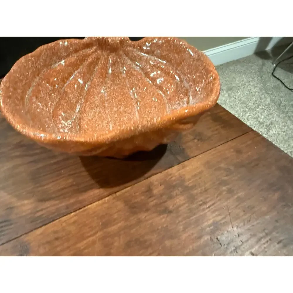 Ceramic Pumpkin Dish Bowl Muted Orange